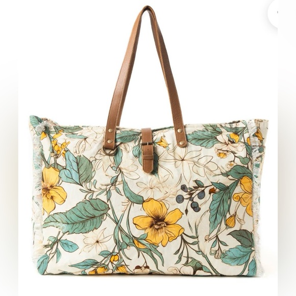 Myra Bag Handbags - MYRA-Lovely Florals Weekender Bag In Light Green